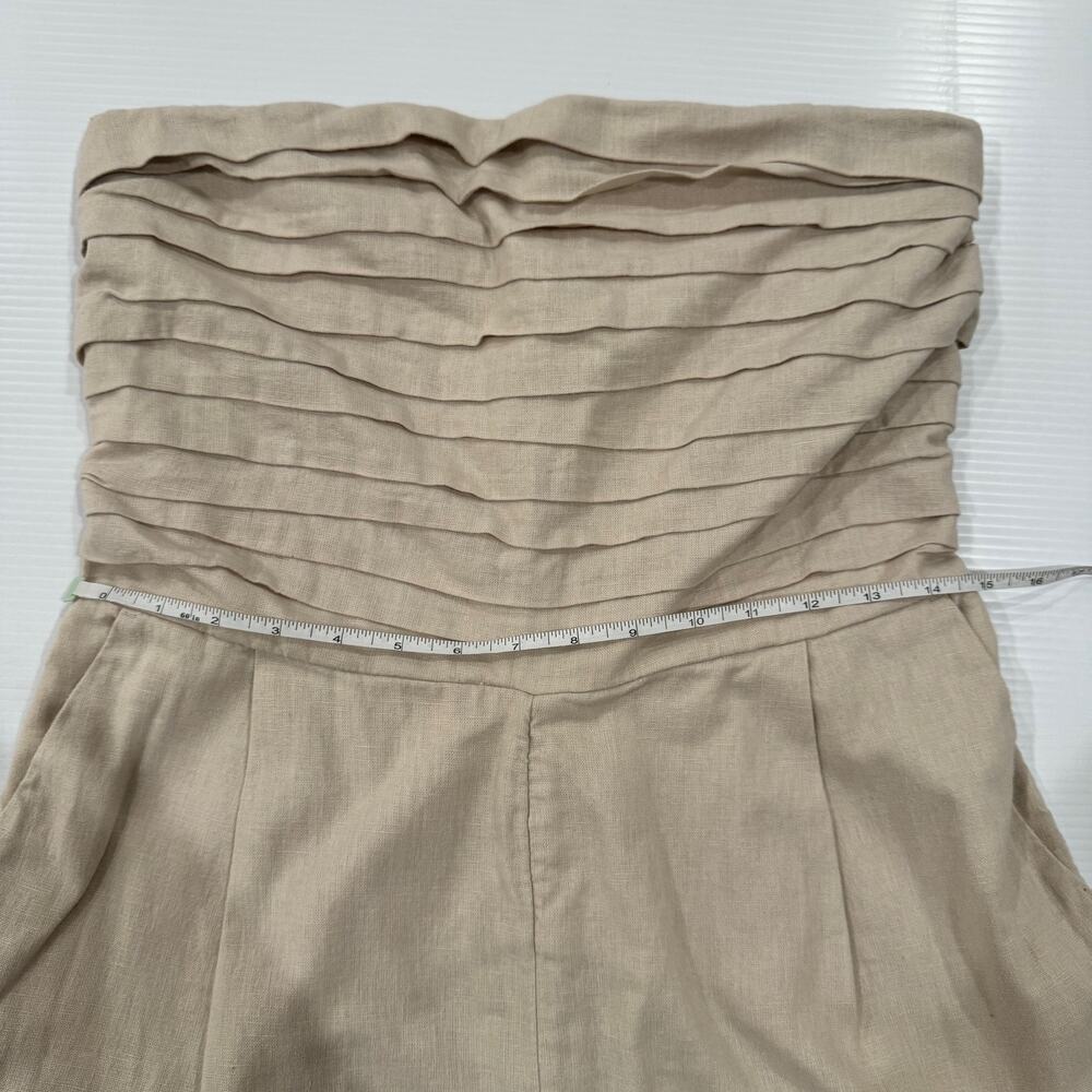 Abercrombie & Fitch Emerson Linen Blend Strapless Jumpsuit Beige Size LP Petite - Picture 5 of 16